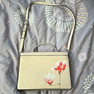 Zara vintage vegan floral crossbody bag beige